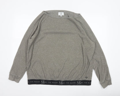 Ted Baker Women’s Grey Knit Jersey Long Sleeve Top Size 18