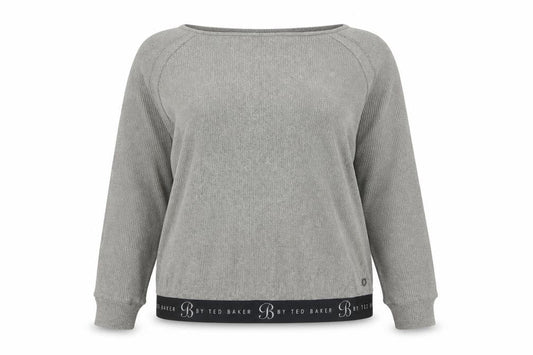 Ted Baker Women’s Grey Knit Jersey Long Sleeve Top Size 18