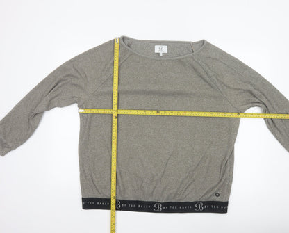 Ted Baker Women’s Grey Knit Jersey Long Sleeve Top Size 18