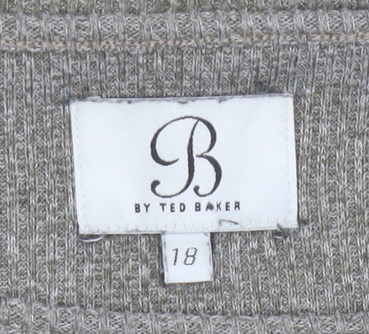 Ted Baker Women’s Grey Knit Jersey Long Sleeve Top Size 18