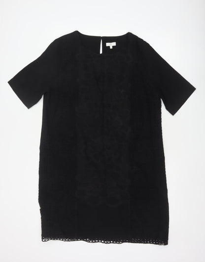 CC Women Black Size 16 Shift Lace Trim Knee Length Dress