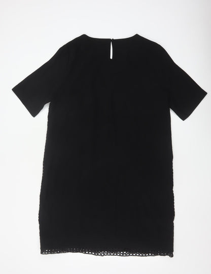 CC Women Black Size 16 Shift Lace Trim Knee Length Dress