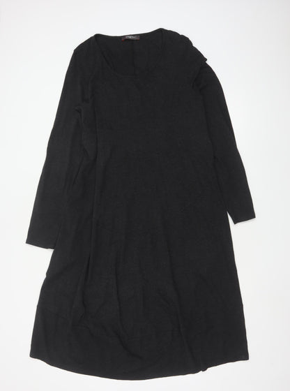 Crea Concept Women’s Black Jersey Shift Dress Size 12 Long Sleeve