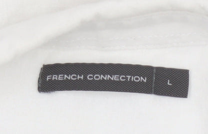 French Connection Men's White Linen Cotton Short Sleeve Shirt L