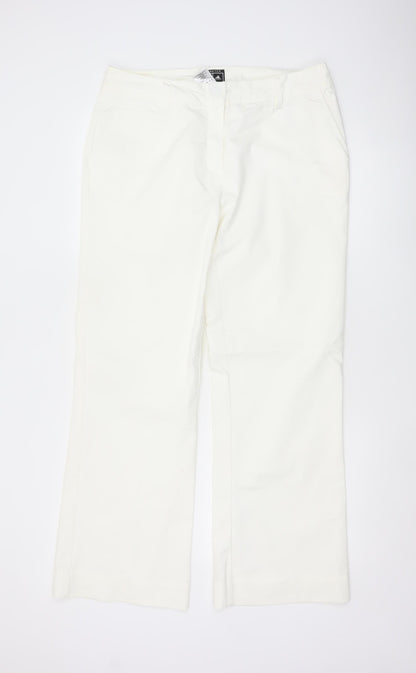 Adidas Women White Size 16 Straight Leg Cotton Blend Trousers