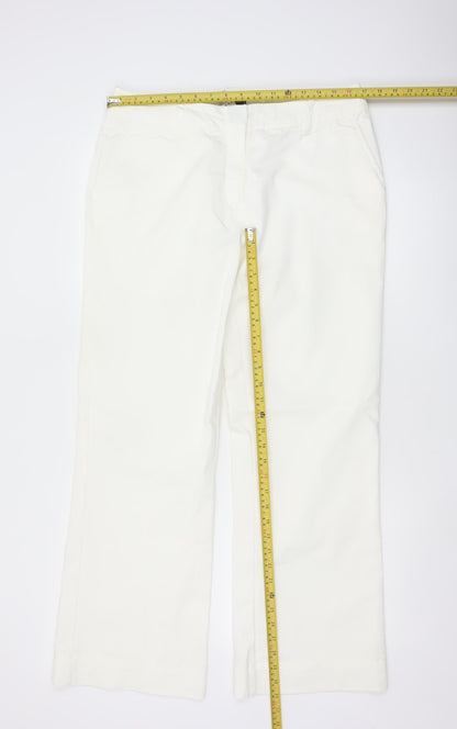 Adidas Women White Size 16 Straight Leg Cotton Blend Trousers