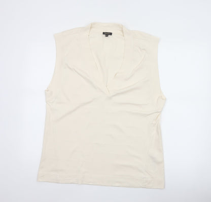 Massimo Dutti Women's Ivory Sleeveless V-Neck Blouse Size S