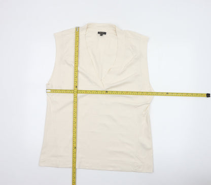 Massimo Dutti Women's Ivory Sleeveless V-Neck Blouse Size S