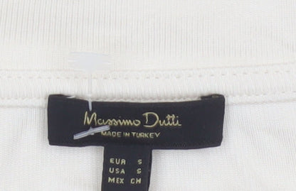 Massimo Dutti Women's Ivory Sleeveless V-Neck Blouse Size S