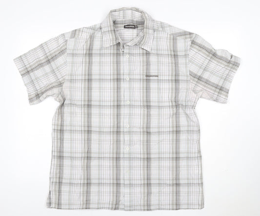 Craghoppers Men's Grey Check Short Sleeve Button-Up Shirt L