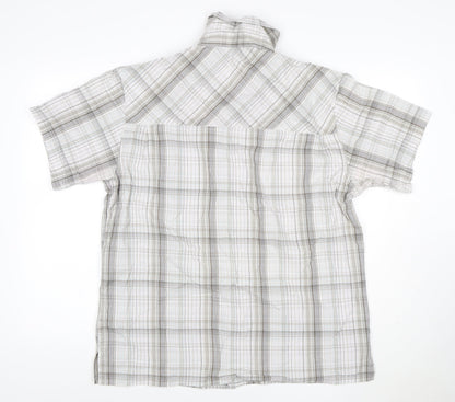 Craghoppers Men's Grey Check Short Sleeve Button-Up Shirt L
