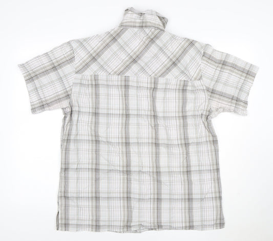 Craghoppers Men's Grey Check Short Sleeve Button-Up Shirt L
