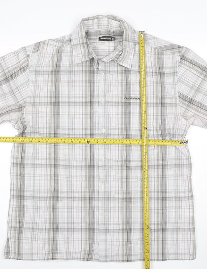 Craghoppers Men's Grey Check Short Sleeve Button-Up Shirt L