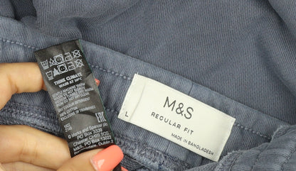 Marks and Spencer Men's Blue Regular Fit Jogger Trousers L