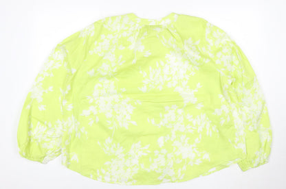 Marks and Spencer Women's Green Floral Long Sleeve Blouse Size 14