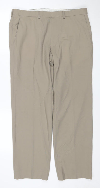 Marks and Spencer Men's Beige Wool Blend Dress Pants 34W 31L