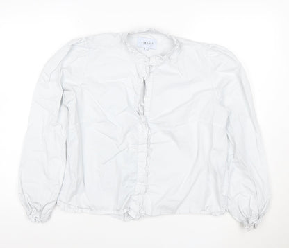 Liberté Essentiel Women’s White Ruffle Cotton Blouse L