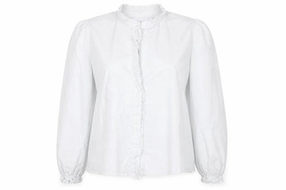 Liberté Essentiel Women’s White Ruffle Cotton Blouse L