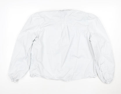Liberté Essentiel Women’s White Ruffle Cotton Blouse L