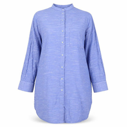 Marks & Spencer Women's Blue Cotton Long Sleeve Shirt Dress Size 14