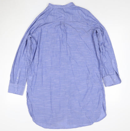 Marks and Spencer Women's Blue Cotton Long Sleeve Shirt Dress Size 14