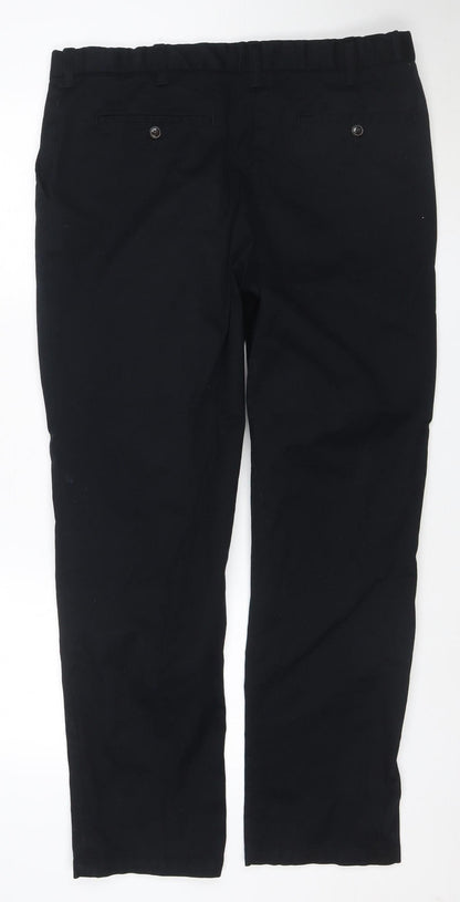 Marks and Spencer Women Black Regular Fit Cotton Blend Trousers 38/31