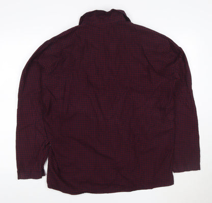 Uniqlo Men's Red Check Cotton Button-Up Shirt XL