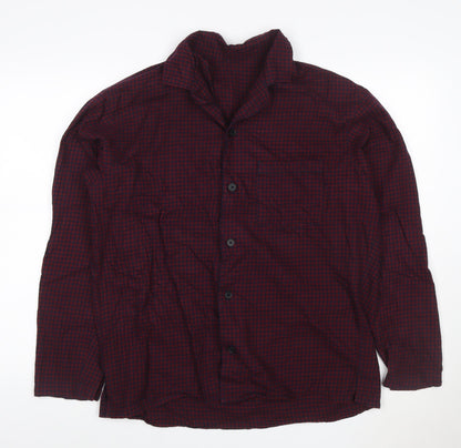 Uniqlo Men's Red Check Cotton Button-Up Shirt XL