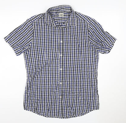 ASOS Men's Blue Check Short Sleeve Button-Up Shirt Size M