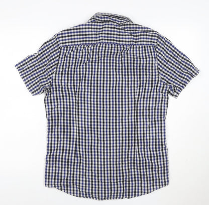 ASOS Men's Blue Check Short Sleeve Button-Up Shirt Size M