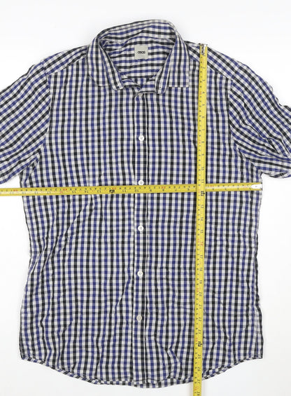 ASOS Men's Blue Check Short Sleeve Button-Up Shirt Size M