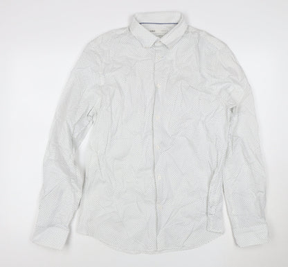 Marks and Spencer Men's White Slim Fit Stretch Cotton Long Sleeve Shirt M