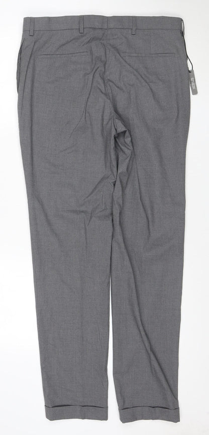 Marks and Spencer Men's Grey Slim Fit Dress Trousers 34W