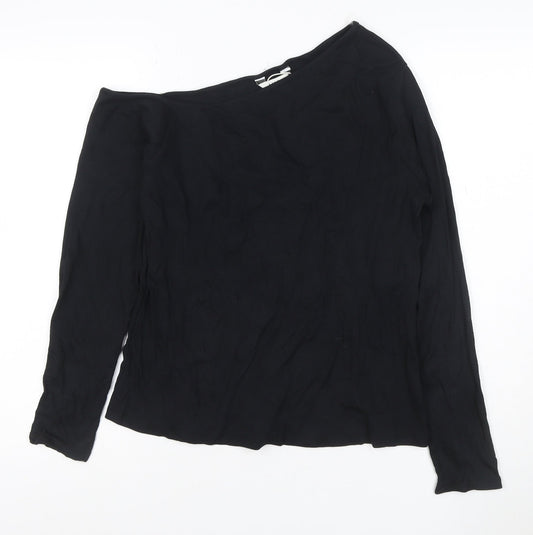 Marks & Spencer Womens Black One Shoulder Long Sleeve Blouse Size 18