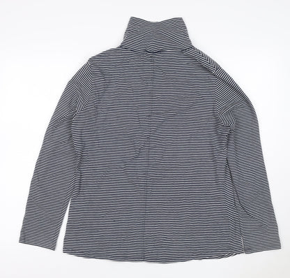 White Stuff Women’s Blue Striped Roll Neck Long Sleeve Cotton Top Size 16