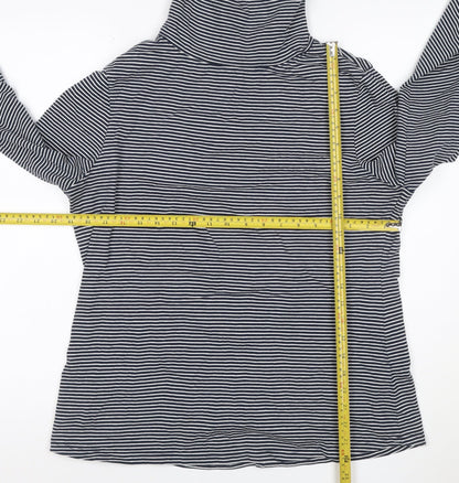 White Stuff Women’s Blue Striped Roll Neck Long Sleeve Cotton Top Size 16