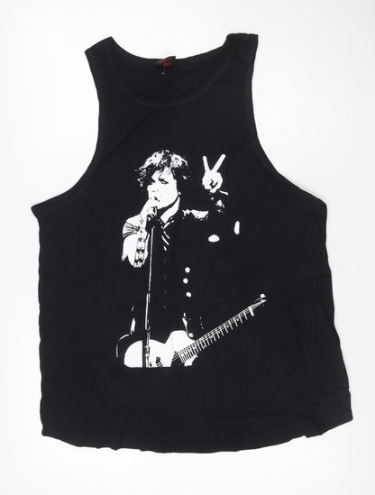 Apparel Noir Womens Black Tank Top Size 18 Music Graphic Cotton