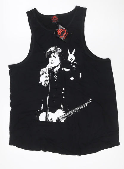 Apparel Noir Womens Black Size 18 Cotton Rock Graphic Tank Top