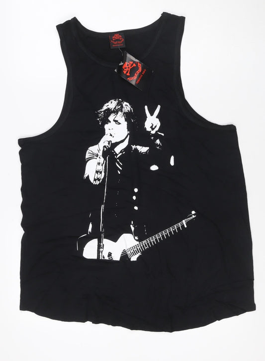 Apparel Noir Womens Black Size 18 Cotton Rock Graphic Tank Top