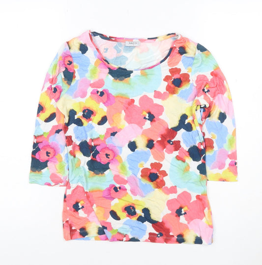 Bella di Notte Women's Multicoloured Floral 3/4 Sleeve Scoop Neck T-Shirt Size 8
