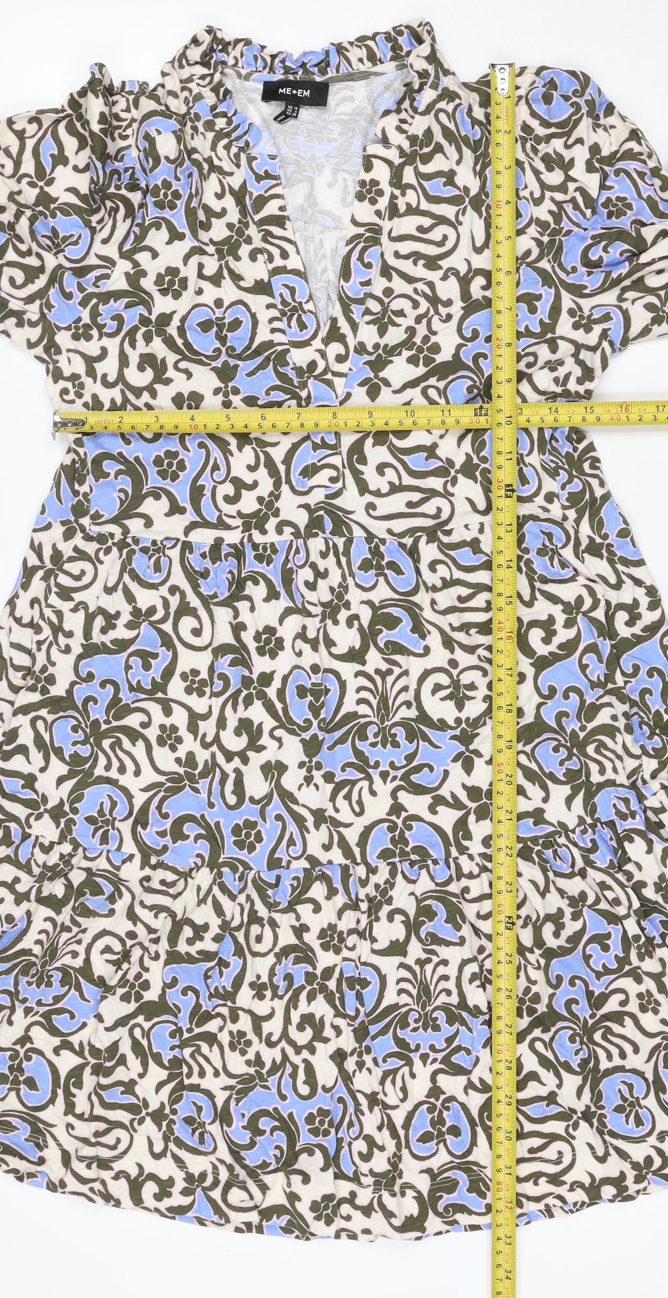 ME+EM Women’s Multicoloured Floral Cotton Fit & Flare Dress Size 10