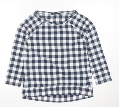 Marks and Spencer Women's Blue Check 3/4 Sleeve Blouse Size 8