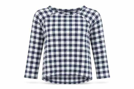 Marks & Spencer Women's Blue Check 3/4 Sleeve Blouse Size 8