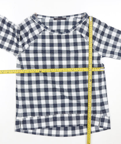 Marks and Spencer Women's Blue Check 3/4 Sleeve Blouse Size 8