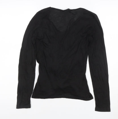 James Lakeland Women’s Black Wrap Blouse Long Sleeve Size 12