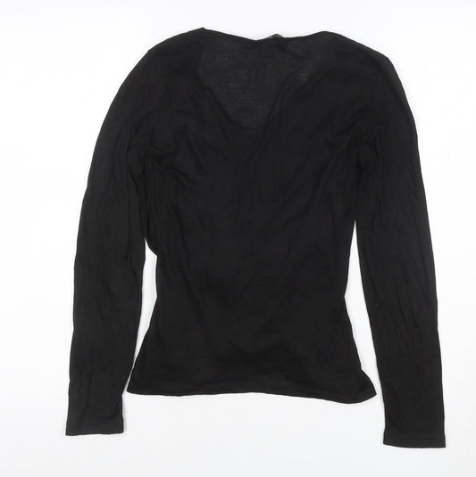 James Lakeland Women’s Black Wrap Blouse Long Sleeve Size 12