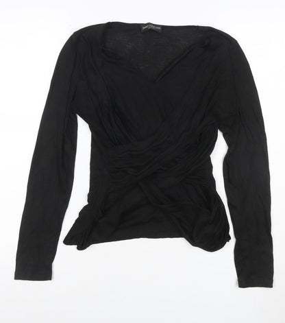 James Lakeland Women’s Black Wrap Blouse Long Sleeve Size 12