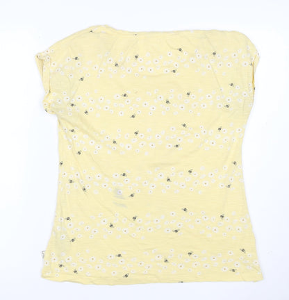 Fat Face Womens Yellow Floral Bee T-Shirt Size 12 Short Sleeve