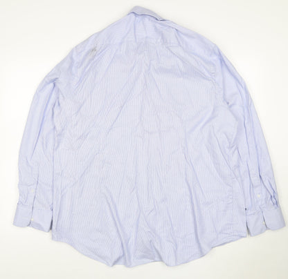 Marks and Spencer Men's Blue Slim Fit Cotton Long Sleeve Shirt Size 18