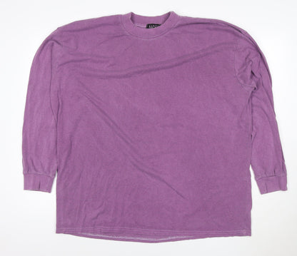 BoohooMAN Men's Purple Long Sleeve Graphic Skull T-Shirt Size L